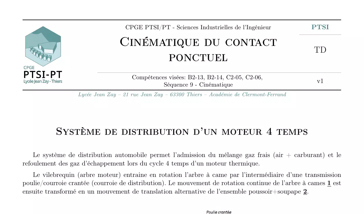 Distribution moteur 4 temps