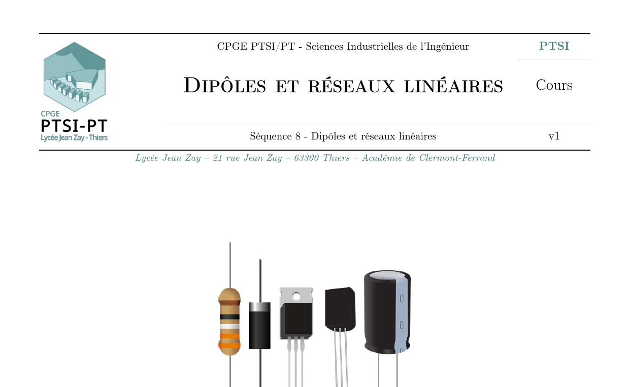 Dipôles et réseaux linéaires