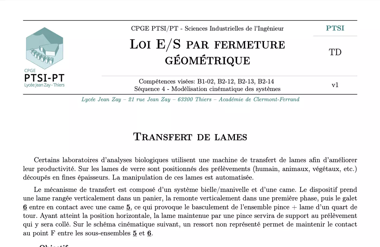 Poste de transfert de lames